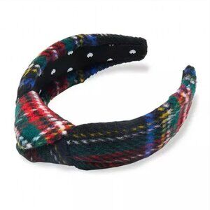 Lele Sadoughi Ruby Goldmine Red Navy Plaid Knotted Headband
